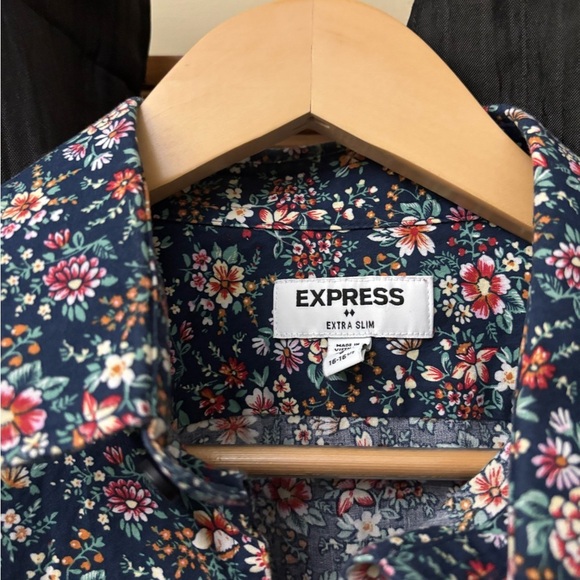 Express Men's Floral Blue Shirt Size L‎ - Picture 3 of 6